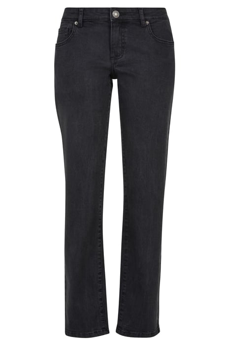 LADIES LOW WAIST STRAIGHT DENIM PANTS BLACK WASHED 4