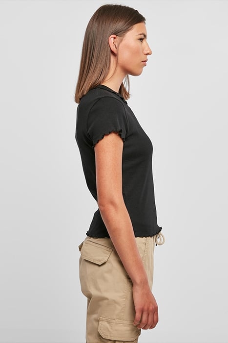 LADIES RIB POLO TEE BLACK 7