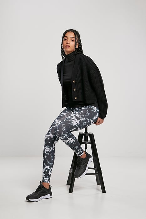 LADIES TIE DYE LEGGINGS BLACK/WHITE 5