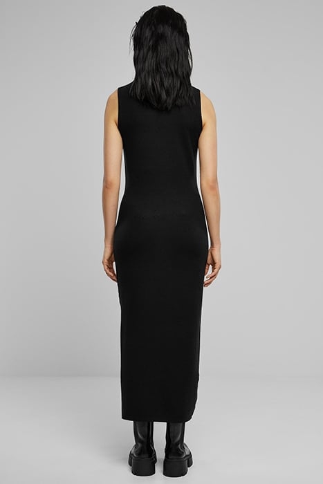 LADIES KNITTED ECO VISCOSE TURTLENECK DRESS BLACK 2