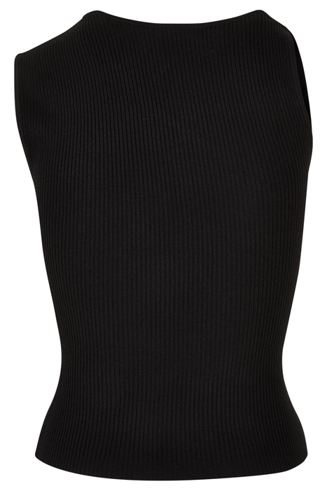LADIES RIB KNIT ASYMMETRIC TOP BLACK 5