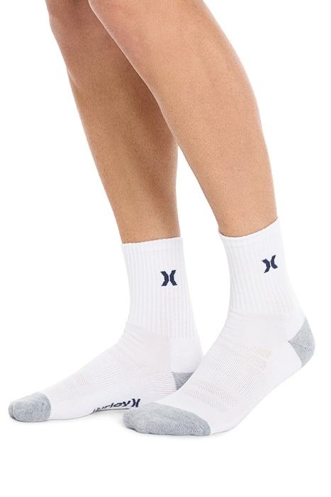 6PK MENS 1/2 TERRY HI QTR CREW WHITE / GREY 5