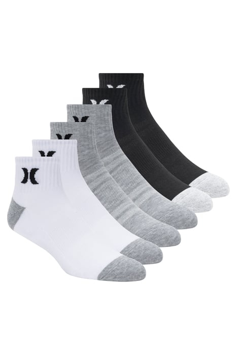 6PK MENS 1/2 TERRY QTR CREW WHITE/MULTI 1