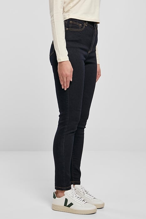 LADIES ORGANIC HIGH WAIST SKINNY JEANS DARKBLUE RAW 7