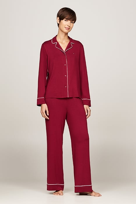RELAXED FIT LONG SLEEVE PYJAMA SET, RED 1