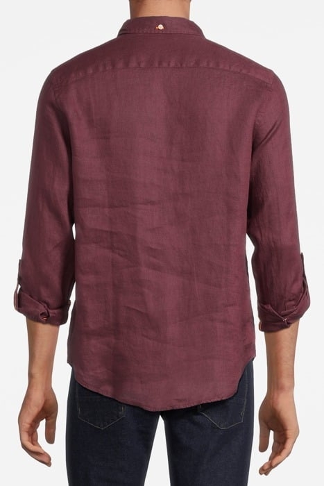 LINEN SHIRT WITH SLEEVE ROLL-UP BERRY WINE 2