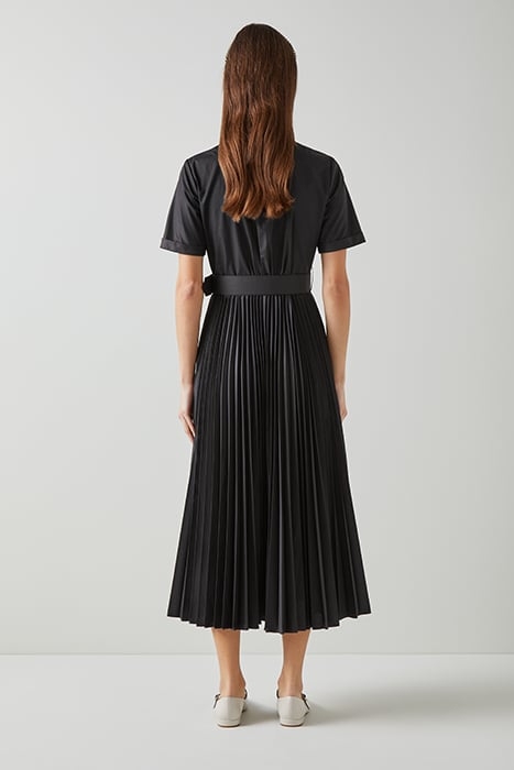 CALLY PLEATED SHIRT DRESS BLACK 2