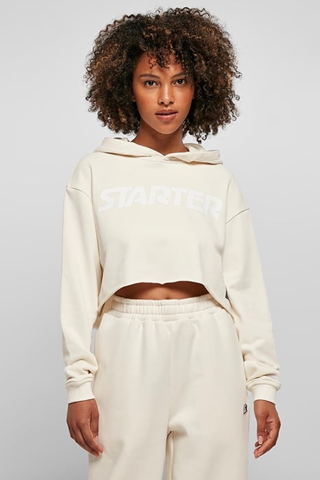 LADIES STARTER CROPPED HOODY PALEWHITE 1
