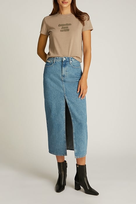 CALVIN KLEIN SLIM FIT WASHED PUFF PRINT T-SHIRT TAUPE GRAY 3