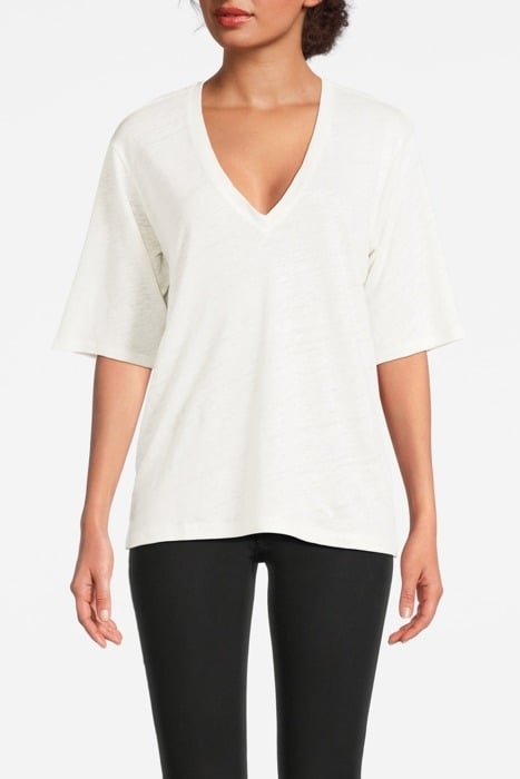 KEELIA V-NECK TEE VERY WHITE 1