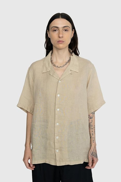 HIGHSNOBIETY – LINEN SHORT-SLEEVE SHIRT BEIGE 1