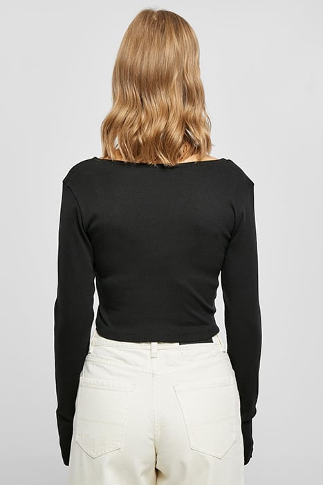 LADIES SHORT RIB CORSAGE LONGSLEEVE BLACK 2