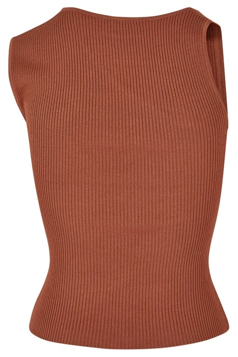 LADIES RIB KNIT ASYMMETRIC TOP TERRACOTTA 5