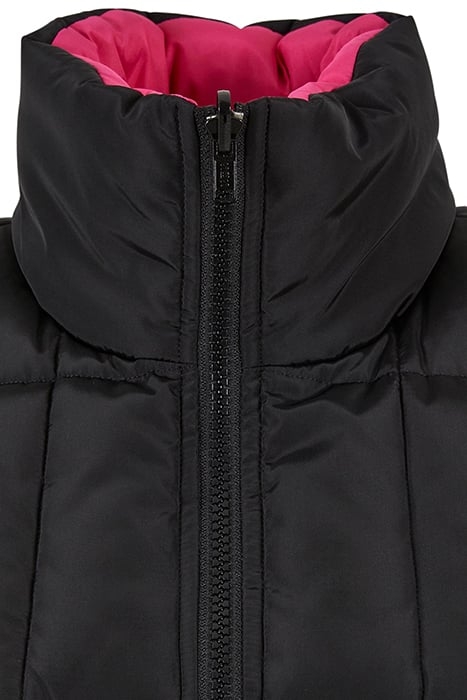 LADIES REVERSIBLE CROPPED PUFFER VEST BLACK/FUCHSIA 8