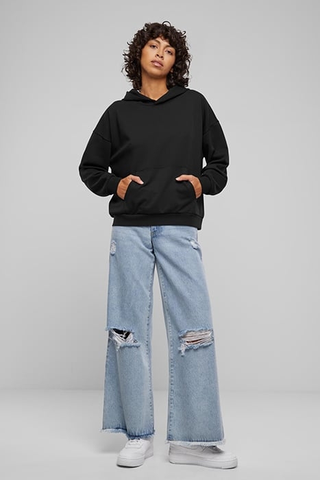 LADIES LIGHT TERRY OVERSIZED HOODIE BLACK 3