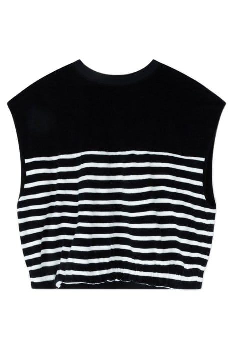 TERRY SLEEVELESS SWEATER STRIPES BLACK/ECRU 5