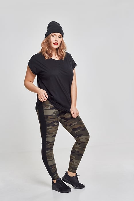 LADIES CAMO STRIPE LEGGINGS WOODCAMO/BLK 3