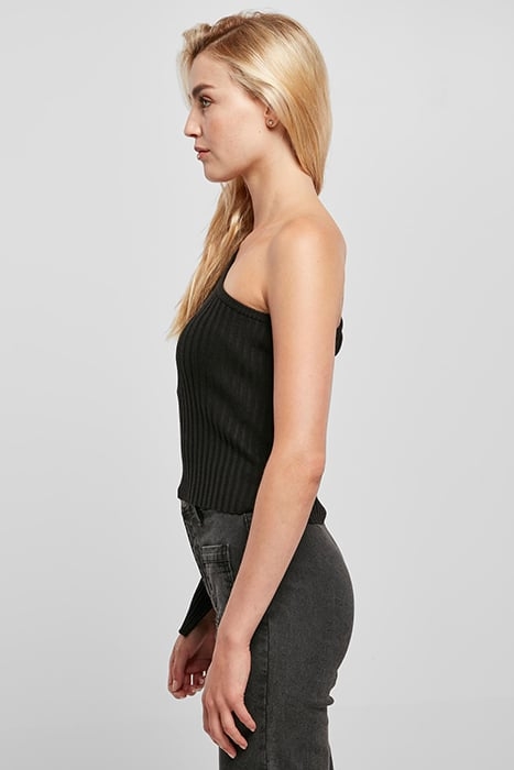 LADIES SHORT RIB KNIT ONE SLEEVE SWEATER BLACK 7