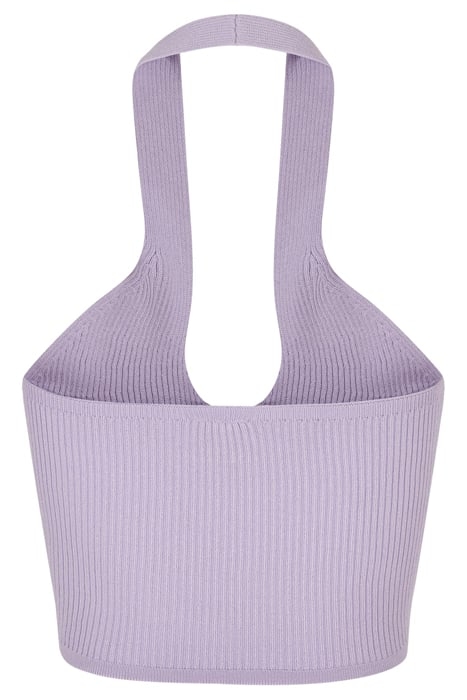 LADIES RIB KNIT CROSSED NECKHOLDER TOP LILAC 5