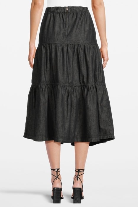MIA TIERED DENIM MIDI SKIRT BLACK DENIM 2