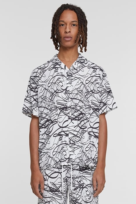 VISCOSE AOP RESORT SHIRT WHITESCRIBBLE 1