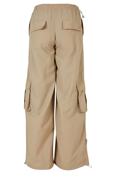 LADIES WIDE CRINKLE NYLON CARGO PANTS CONCRETE 5