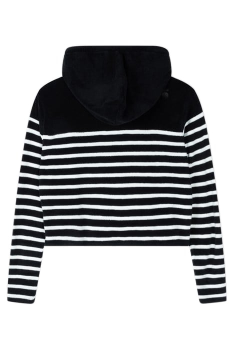 TERRY HOODIE STRIPES BLACK/ECRU 5
