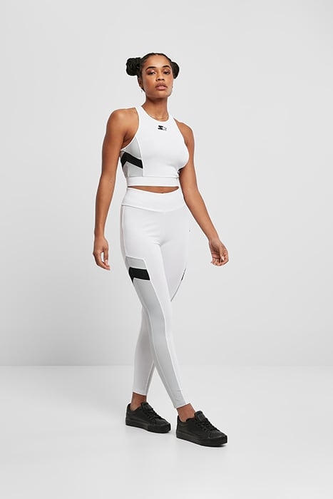 LADIES STARTER SPORTS CROPPED TOP WHITE/BLACK 3
