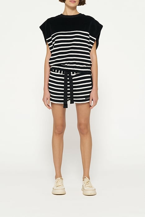 TERRY SLEEVELESS SWEATER STRIPES BLACK/ECRU 2