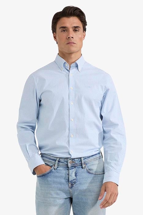 STRETCH OXFORD SHIRT SMALL STRIPE LIGHT BLUE 1
