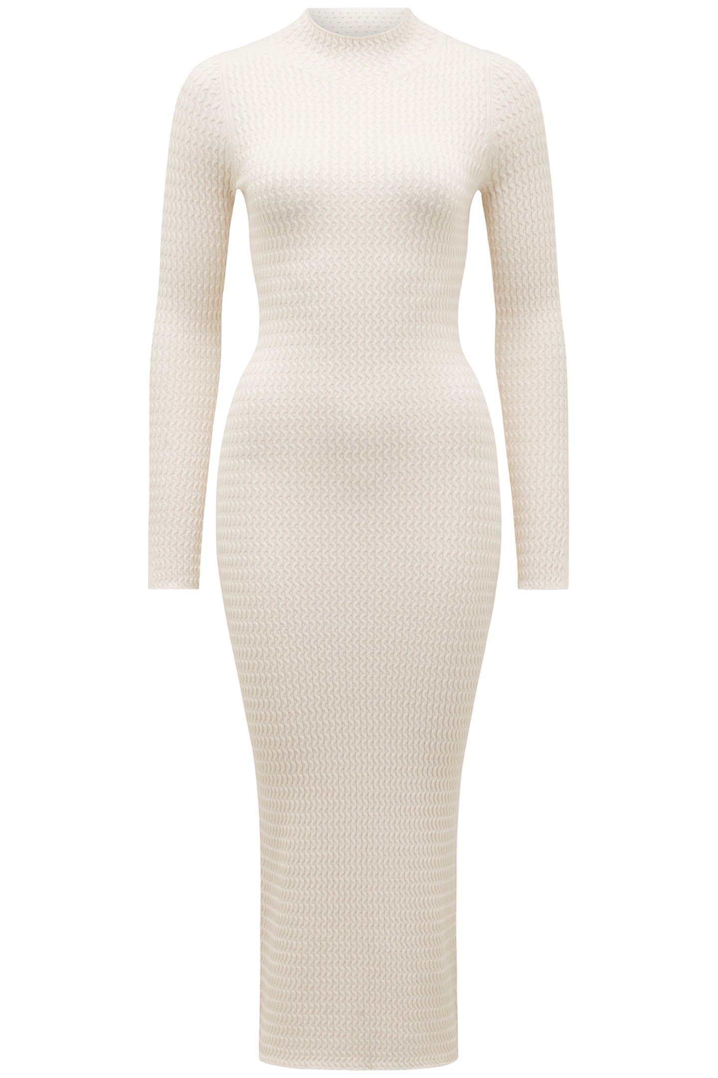 GEORGIA PETITE TEXTURED KNITTED DRESS CREAM 3