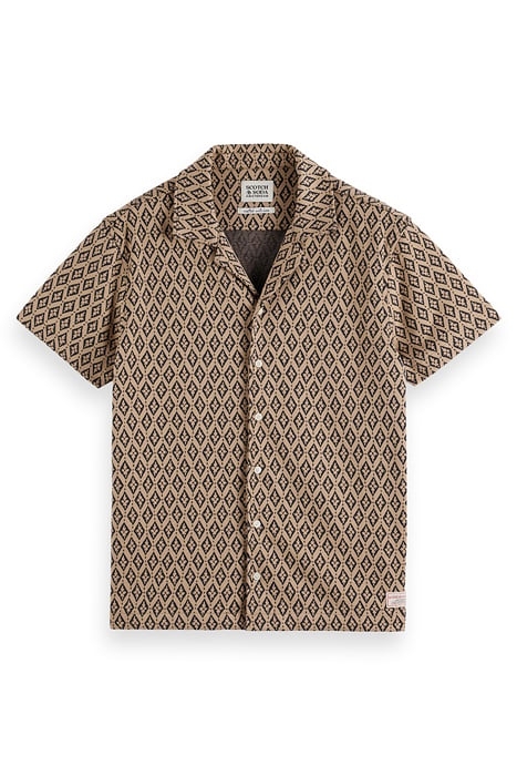 DIAMOND JACQUARD KNIT CAMP LT PASTEL BROWN 1