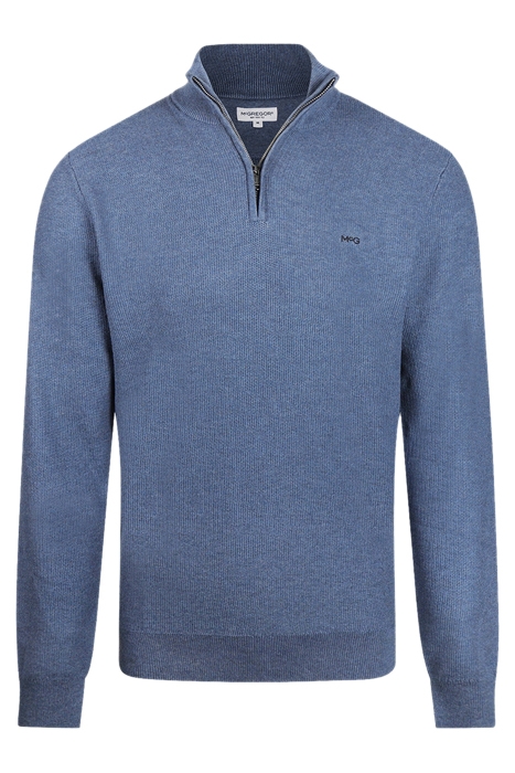 STRUCTURED ZIP MOCK SWEATER VINTAGE BLUE 4