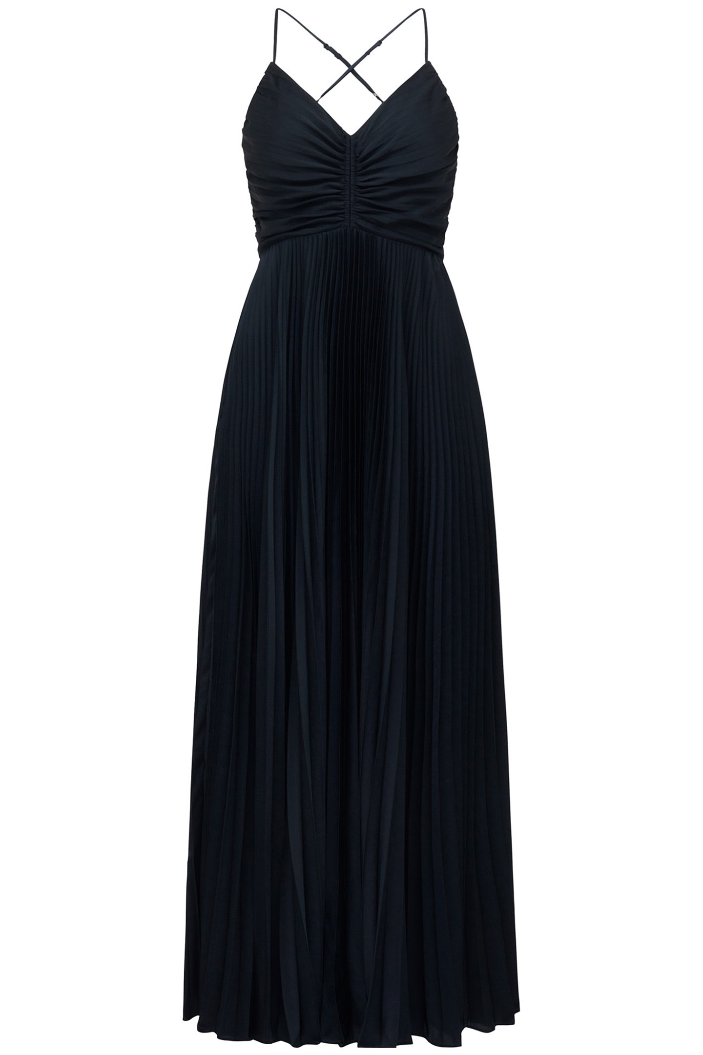 GERI TIE BACK PLEATED MAXI DRESS NAVY 3