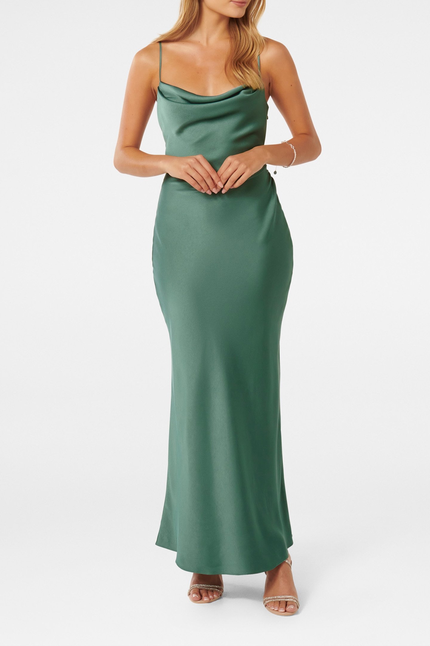 MIA SATIN MAXI DRESS BURNING SAGE 4