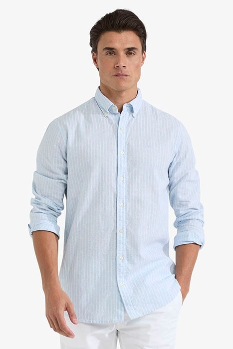 COTTON LINEN STRIPE SHIRT LIGHT BLUE 1