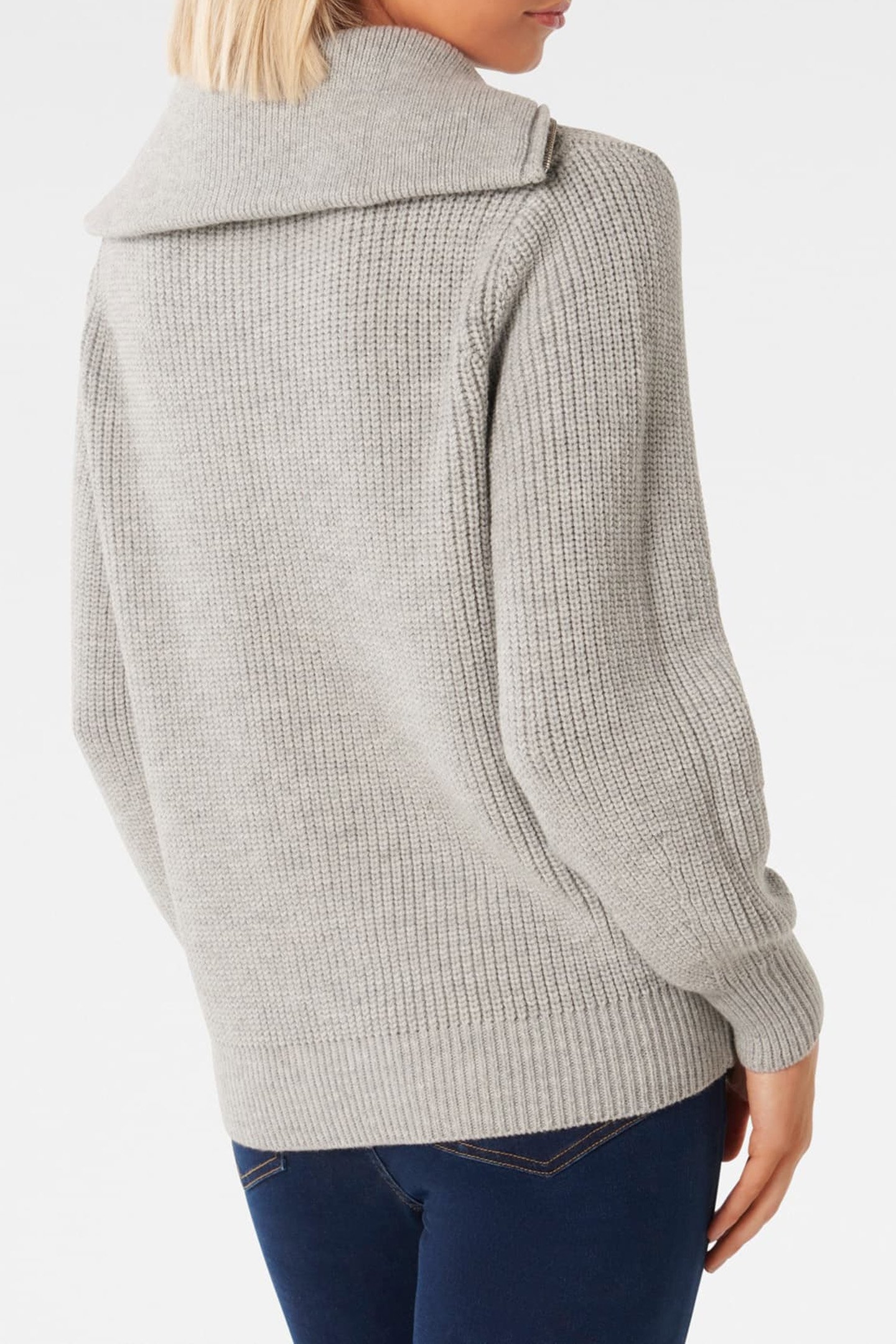 DANIELLE QUARTER ZIP KNITTED JUMPER GREY 2