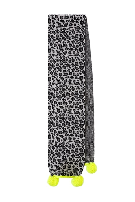 WOMEN SCARF LEOPARD POM GREY 1
