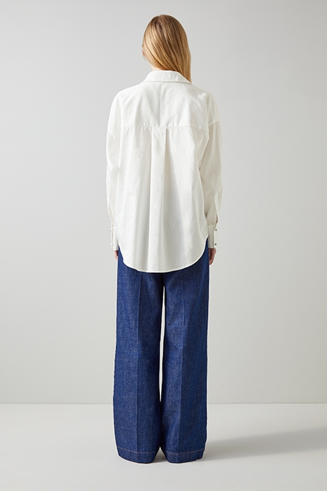 BEATRICE COTTON BUTTON-DOWN SHIRT PURE WHITE 2