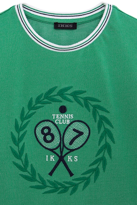 BOYS’ GREEN T-SHIRT WITH VINTAGE RACKET CREST EMBROIDERY 3