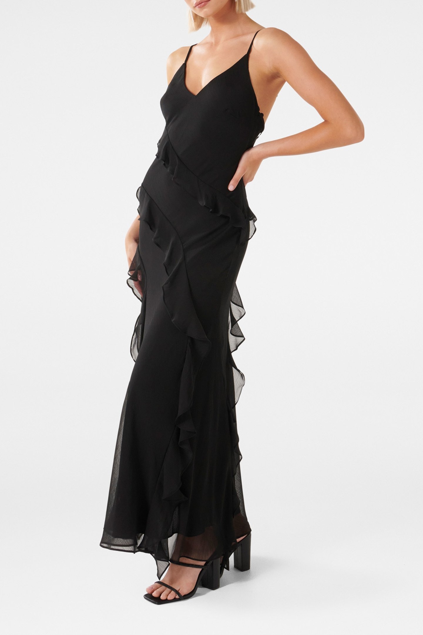 POPPY RUFFLE GOWN BLACK 4