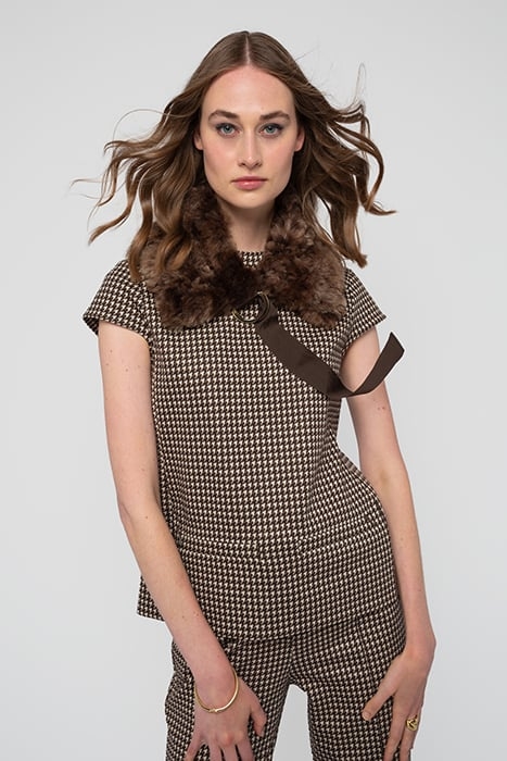 TOP PIED DE POULE COUTURE WENGÉ 1