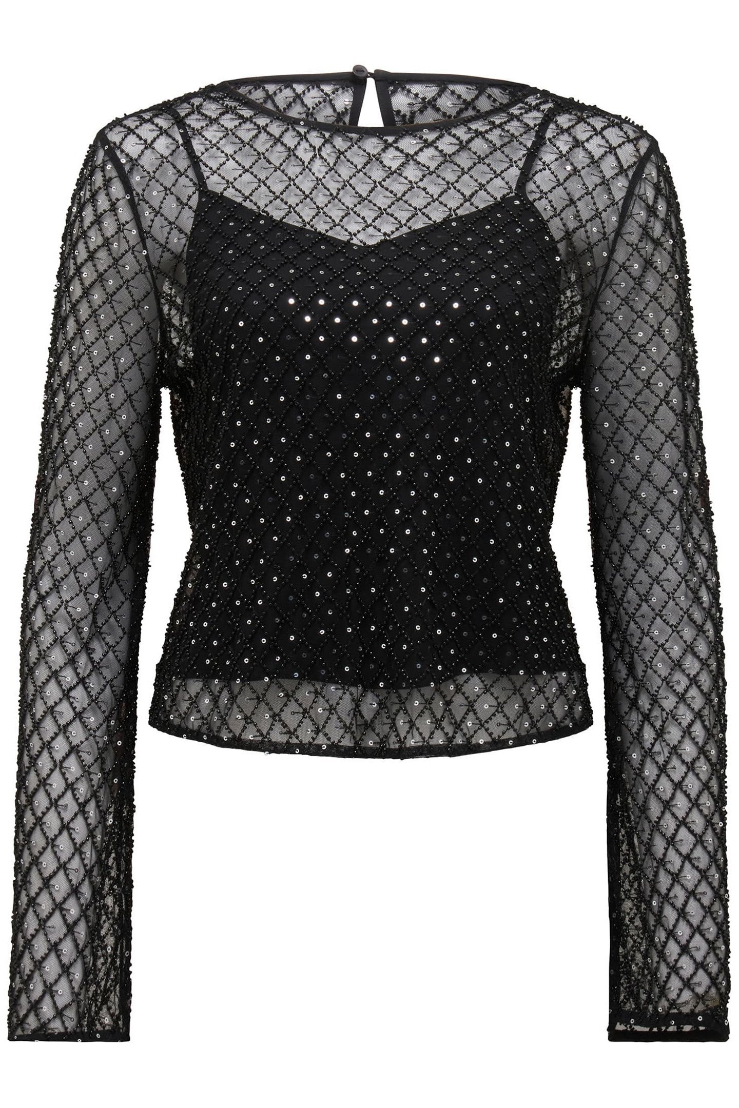 BEATRIX SHEER BEADED TOP BLACK 4
