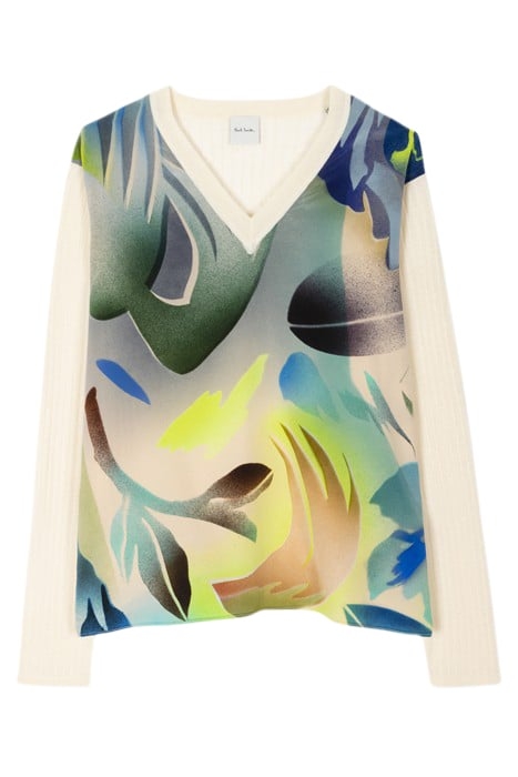 WOMENS KNITTED SWEATER V NECK-WVN FRNT LIME GREEN 4