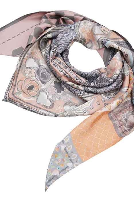 SILK SCARF ST. TROPEZ SALMON PATCHWORK SALMON 2