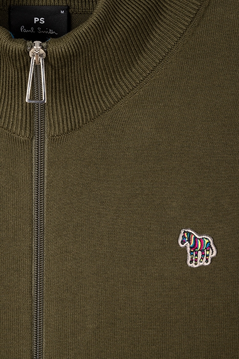 MENS CARDI ZIP THRU ZEB BAD OLIVE GREEN 4