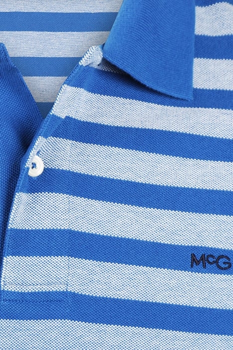 OXFORD PIQUEE STRIPE POLO KOBALT 3