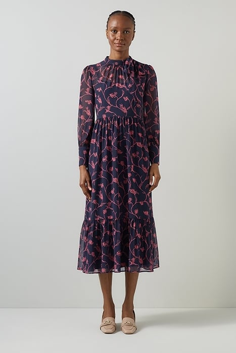 SELINA FLORAL MIDI DRESS NAVY 1