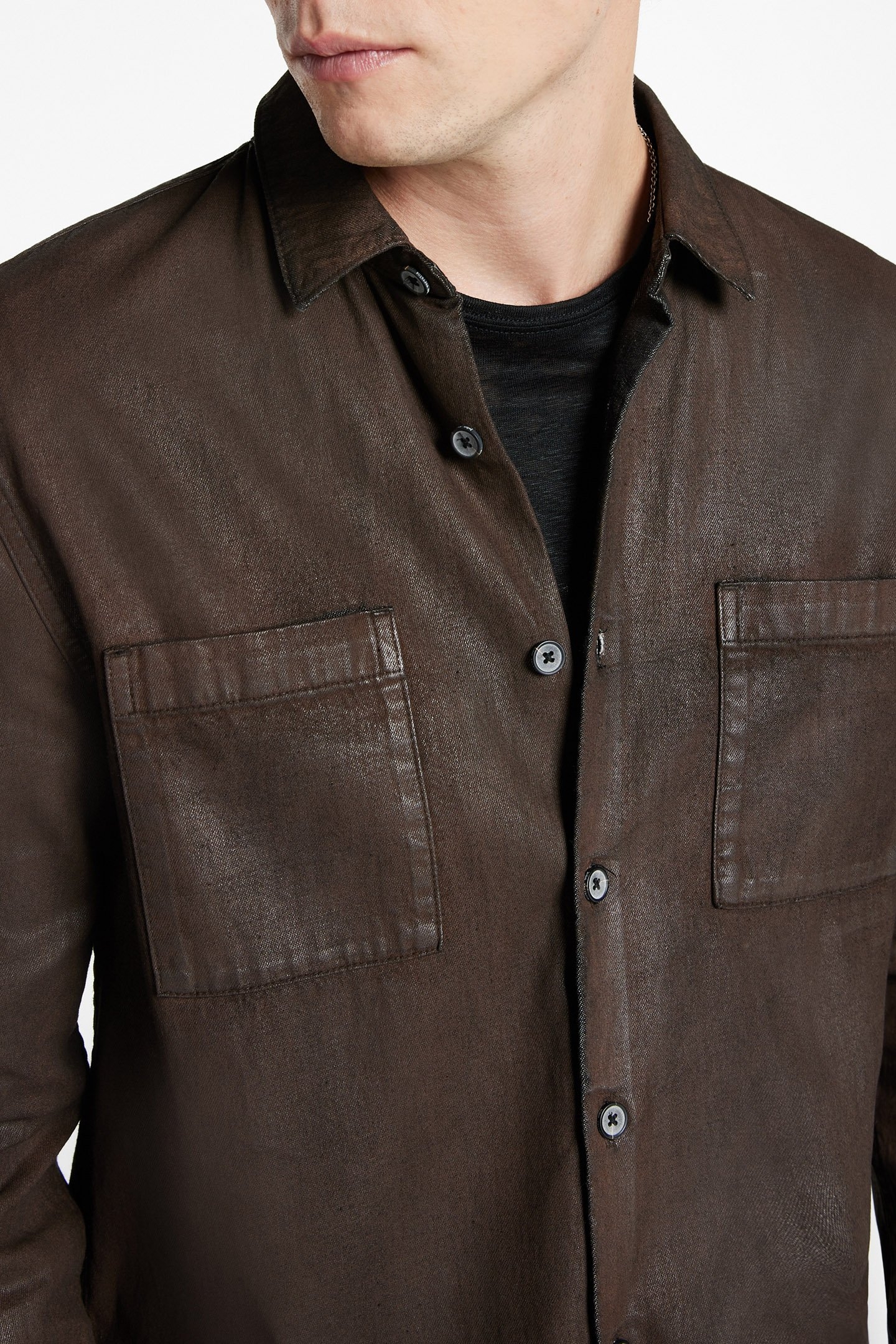 COLE REGULAR FIT L/S SHIRT DARK BROWN 3