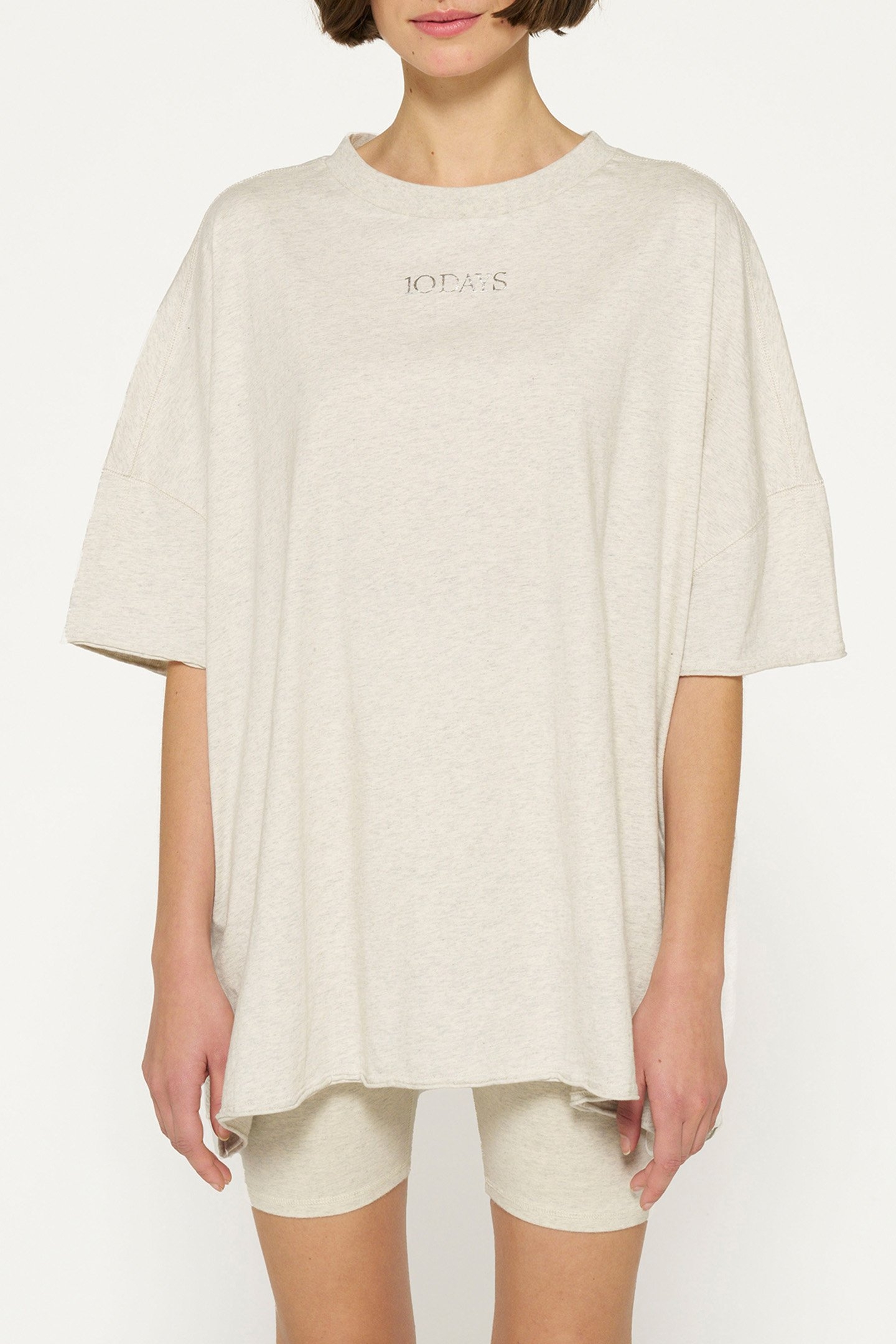 OVERSIZED TEE DRESS SOFT WHITE MELEE 1